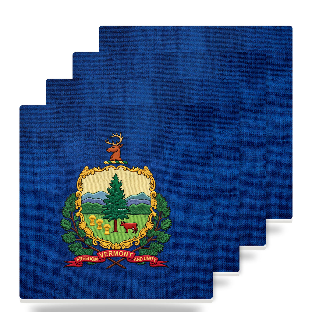 Vermont State Flag ceramic coasters set of 4