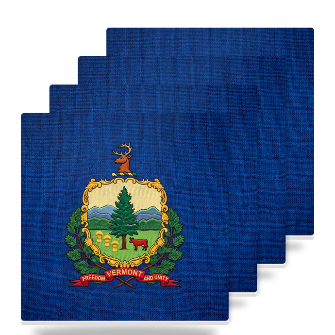 Vermont State Flag ceramic coasters set of 4