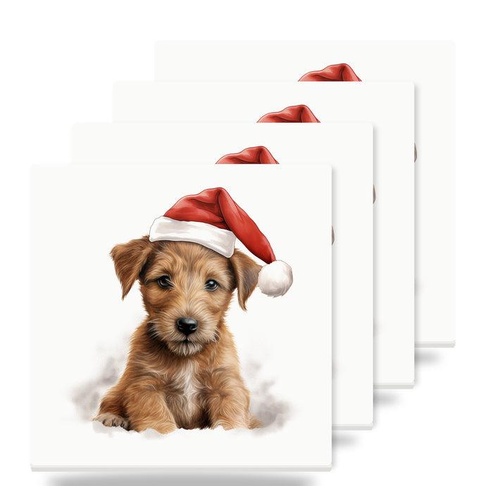 Irish Terrier Puppy Drawing ceramic coasters set of 4