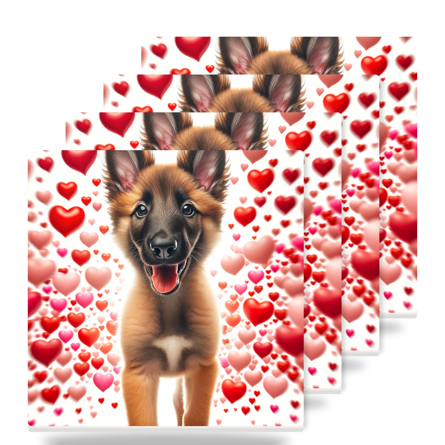 Belgian Malinois ceramic coasters set of 4