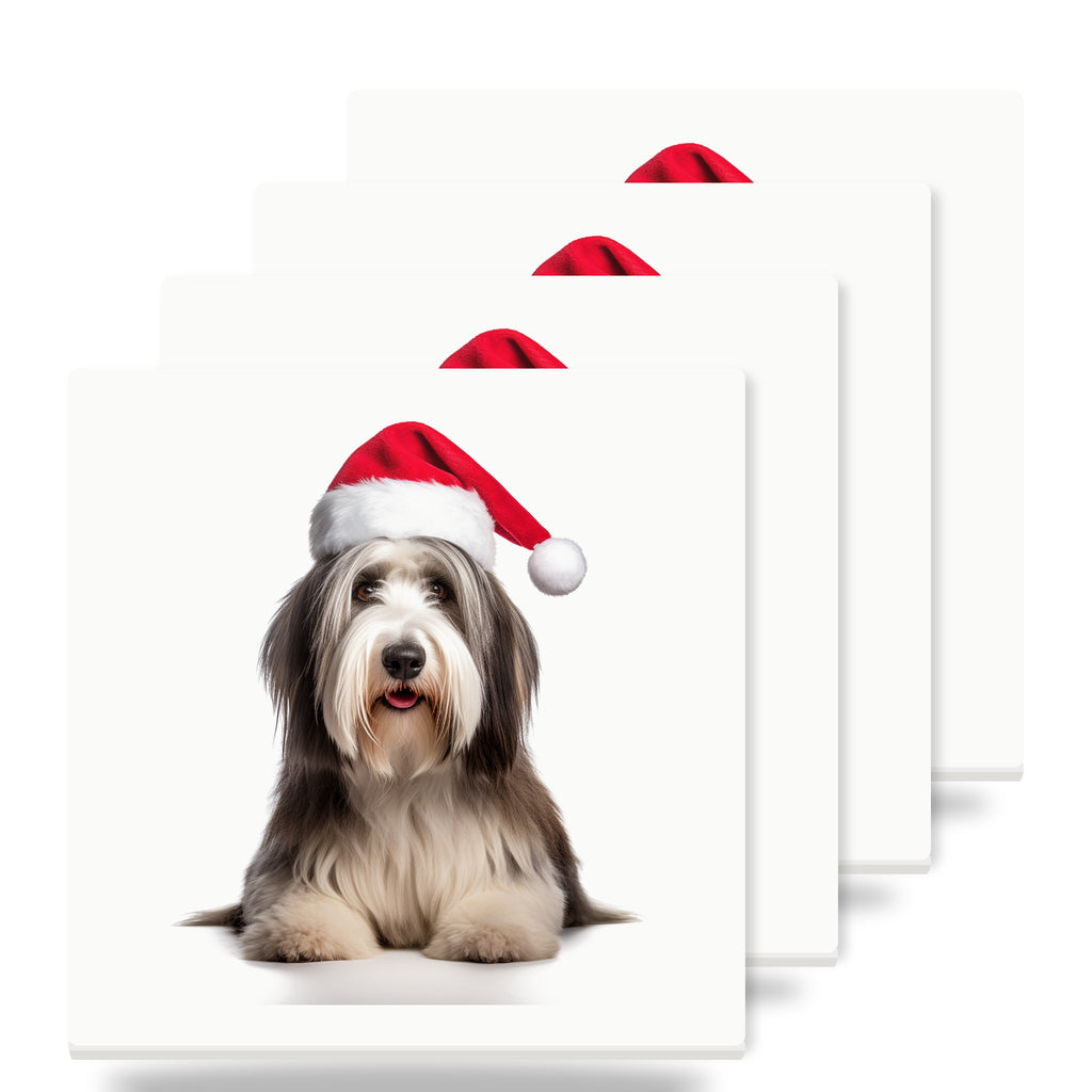 Bearded Collie ceramic coasters set of 4
