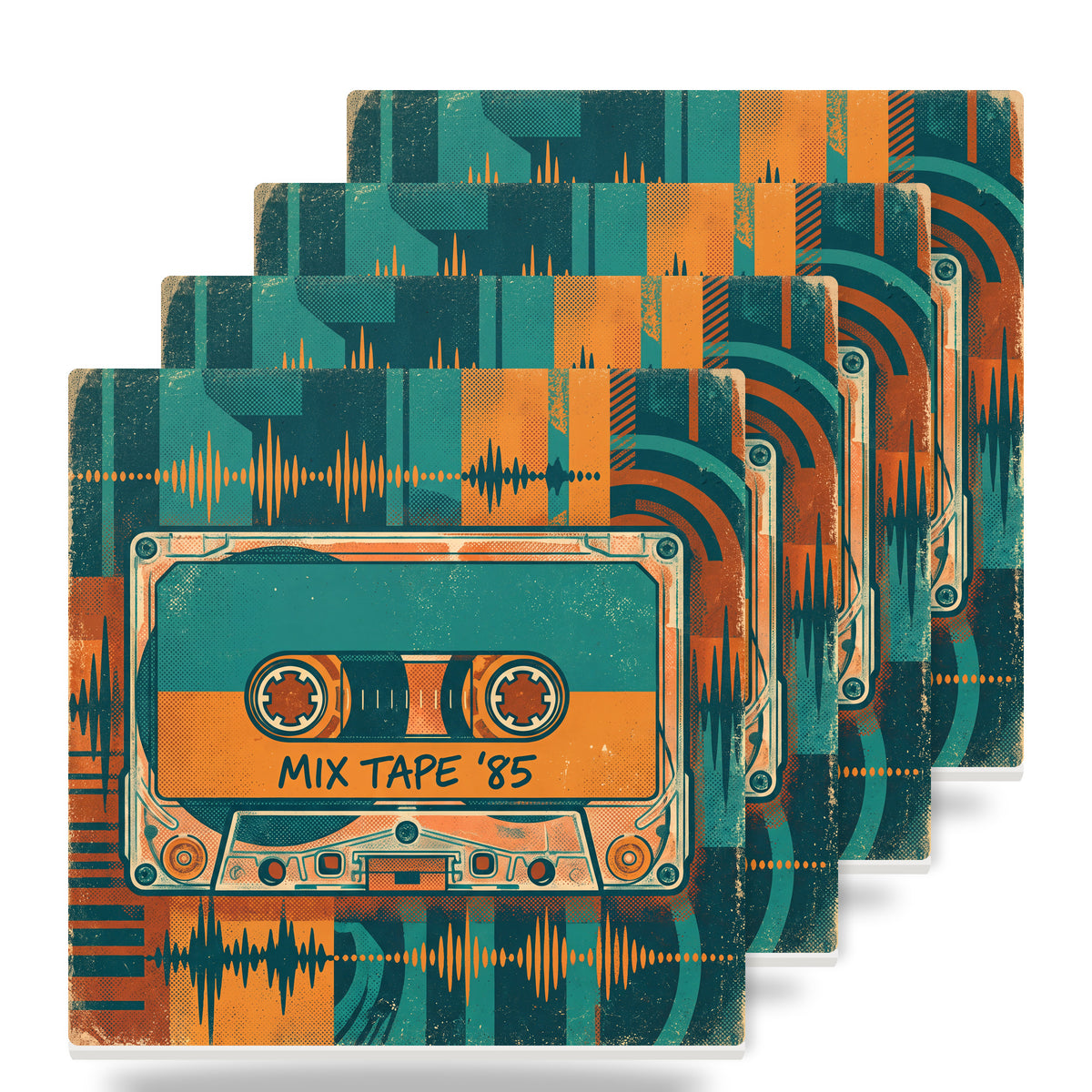 Cassette Tape ceramic coasters set of 4