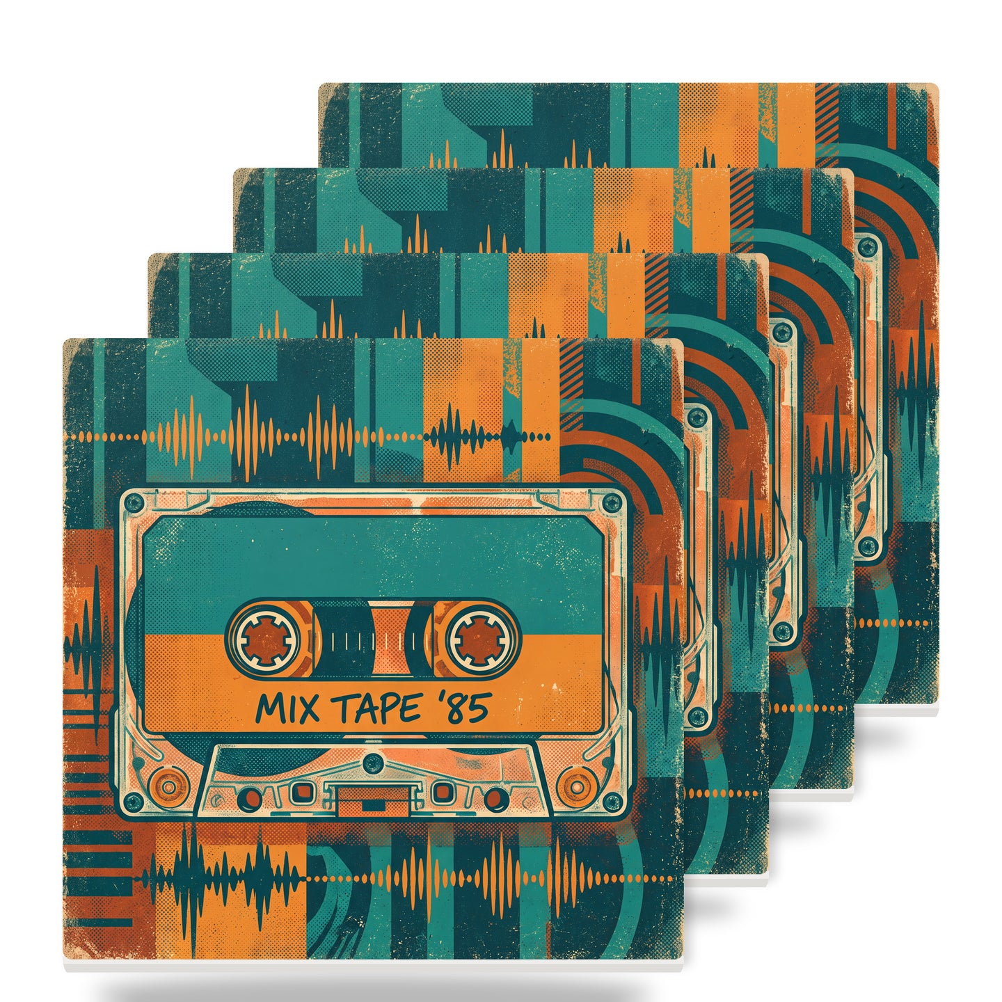 Cassette Tape ceramic coasters set of 4