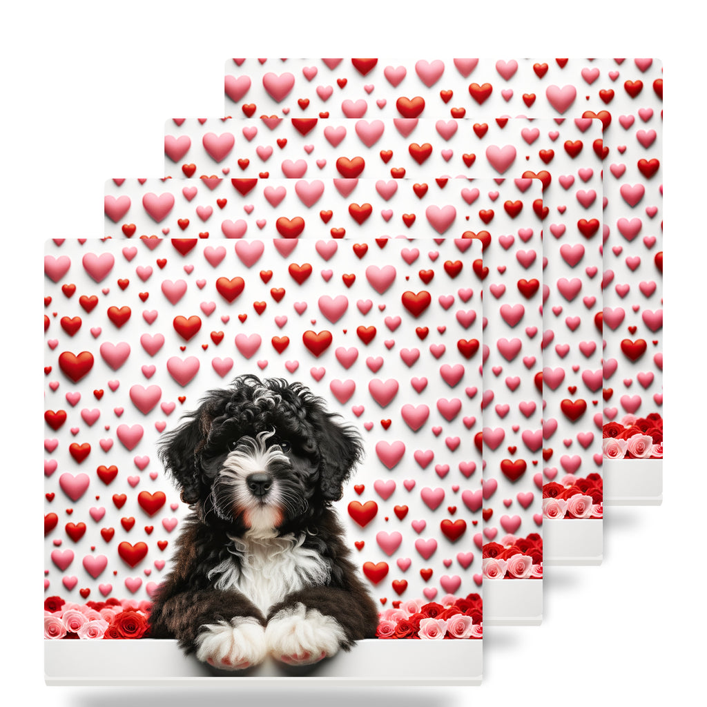 Portuguese Water Dog ceramic coasters set of 4