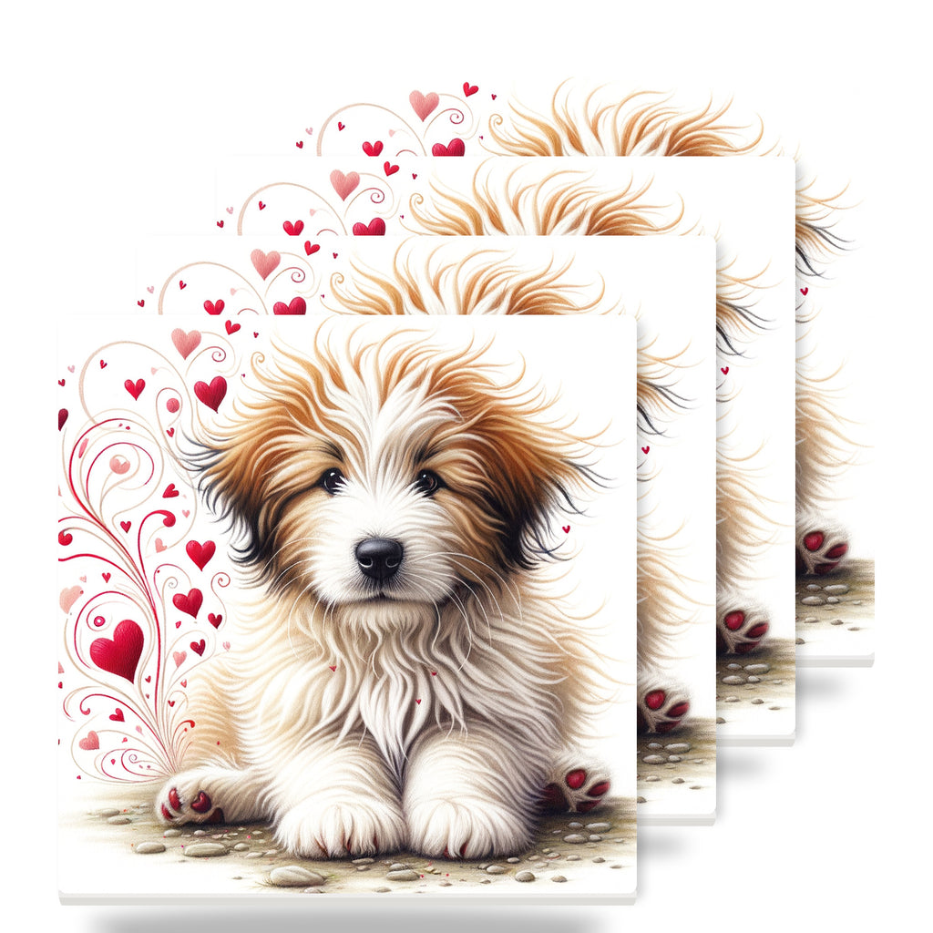 Bearded Collie ceramic coasters set of 4
