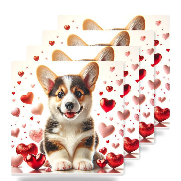 Pembroke Welsh Corgi ceramic coasters set of 4