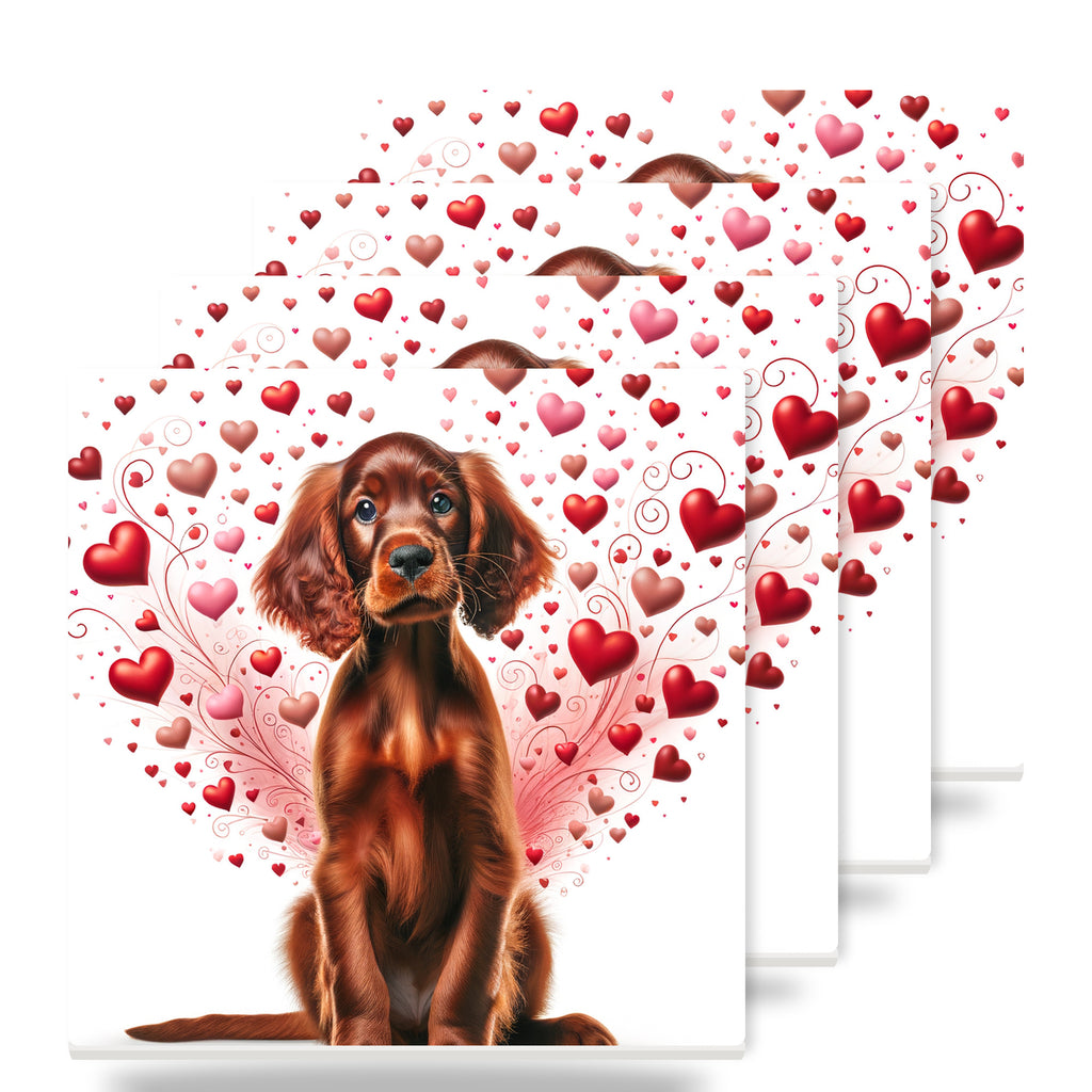 Irish Setter ceramic coasters set of 4