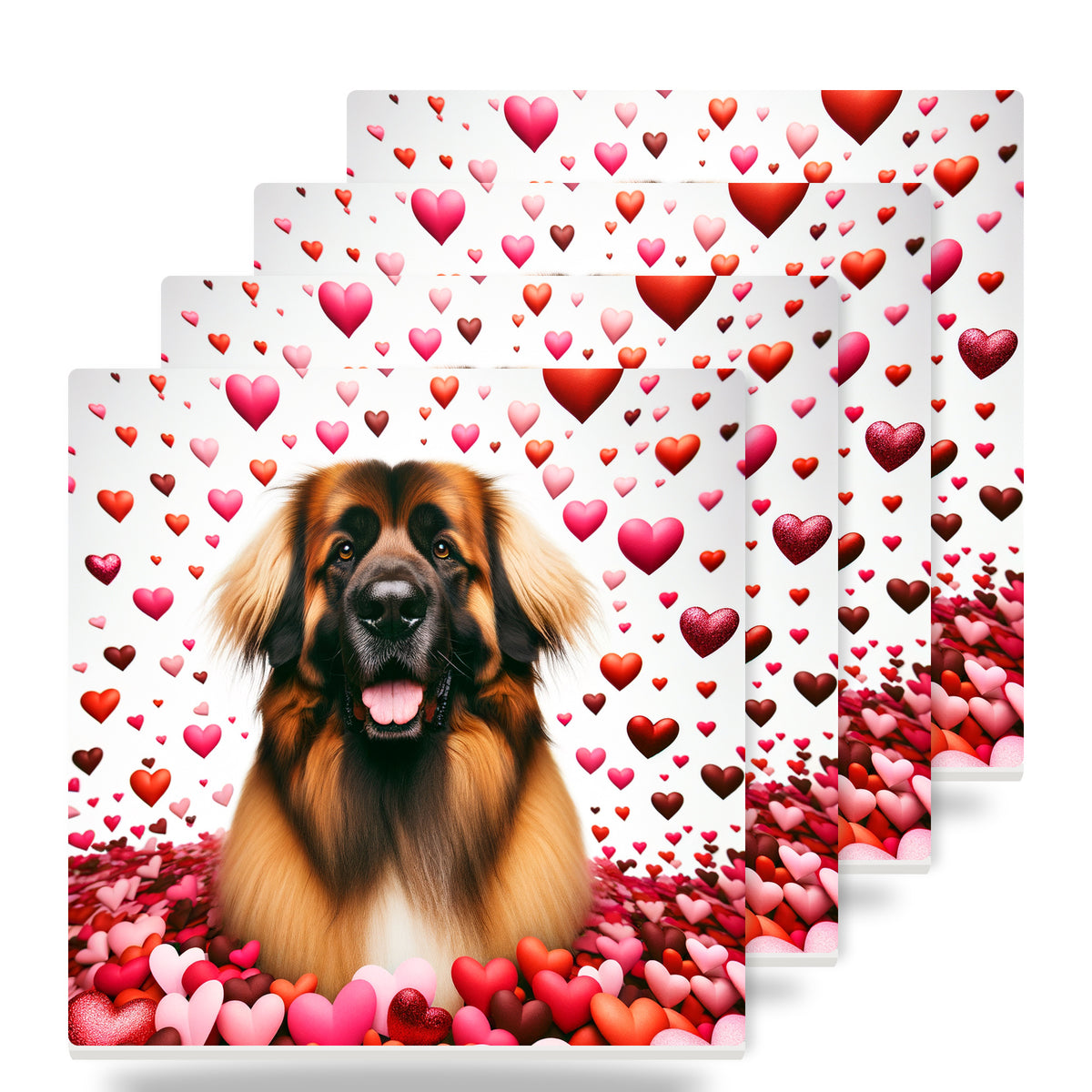 Leonberger ceramic coasters set of 4