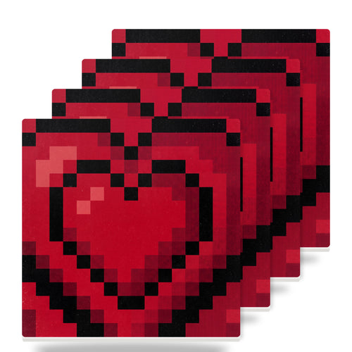 8-Bit Pixel Heart ceramic coasters set of 4