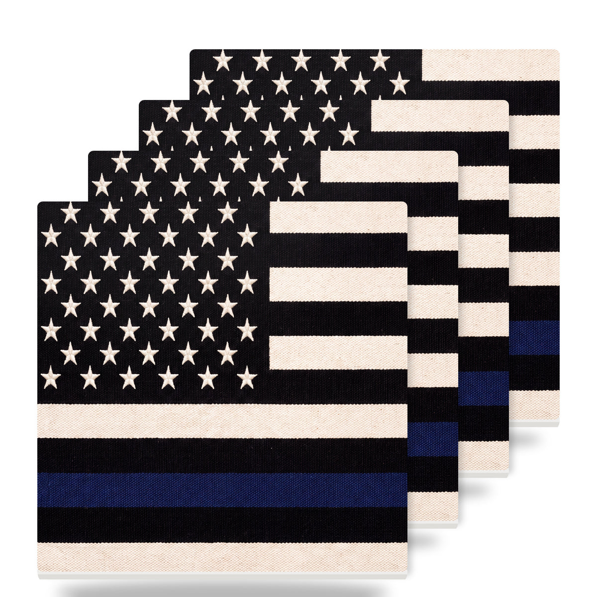 Thin Blue Line Flag ceramic coasters set of 4