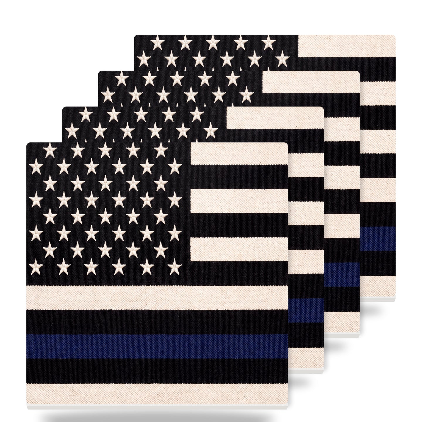 Thin Blue Line Flag ceramic coasters set of 4