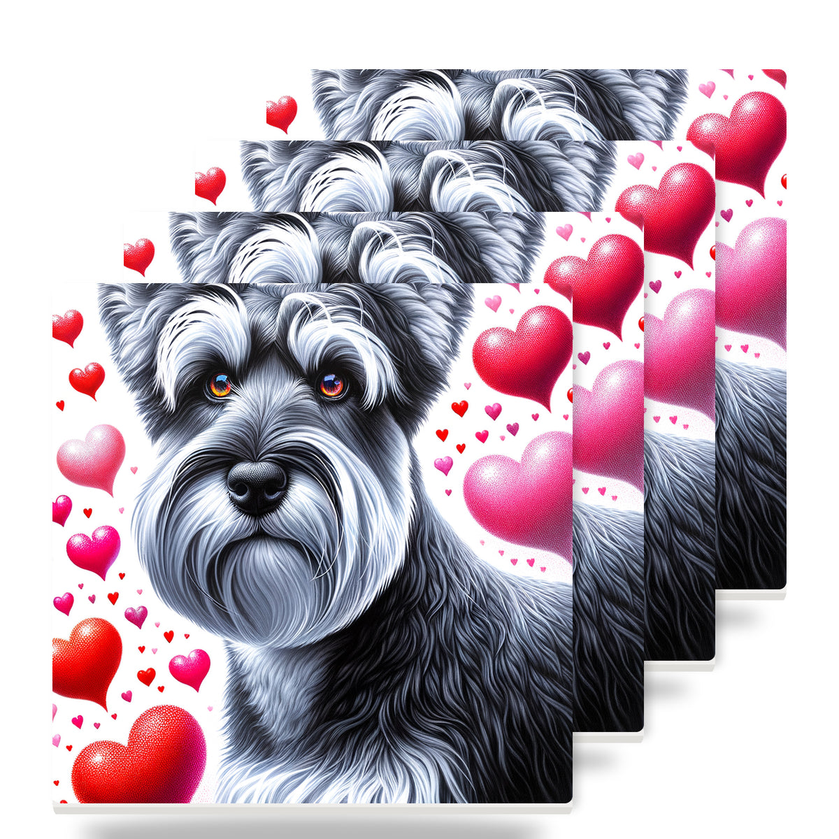 Miniature Schnauzer ceramic coasters set of 4