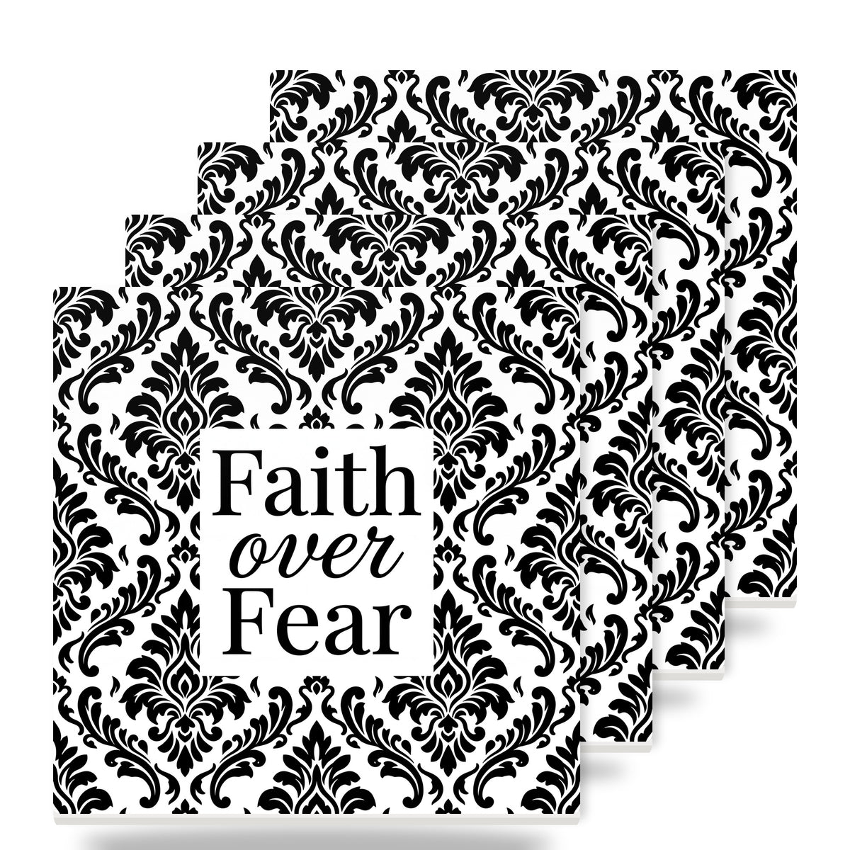 Faith Over Fear ceramic coasters set of 4