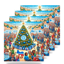 Blue Democratic Christmas ceramic coasters set of 4