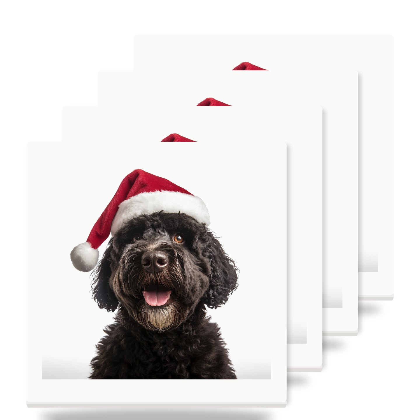 Portuguese Water Dog ceramic coasters set of 4