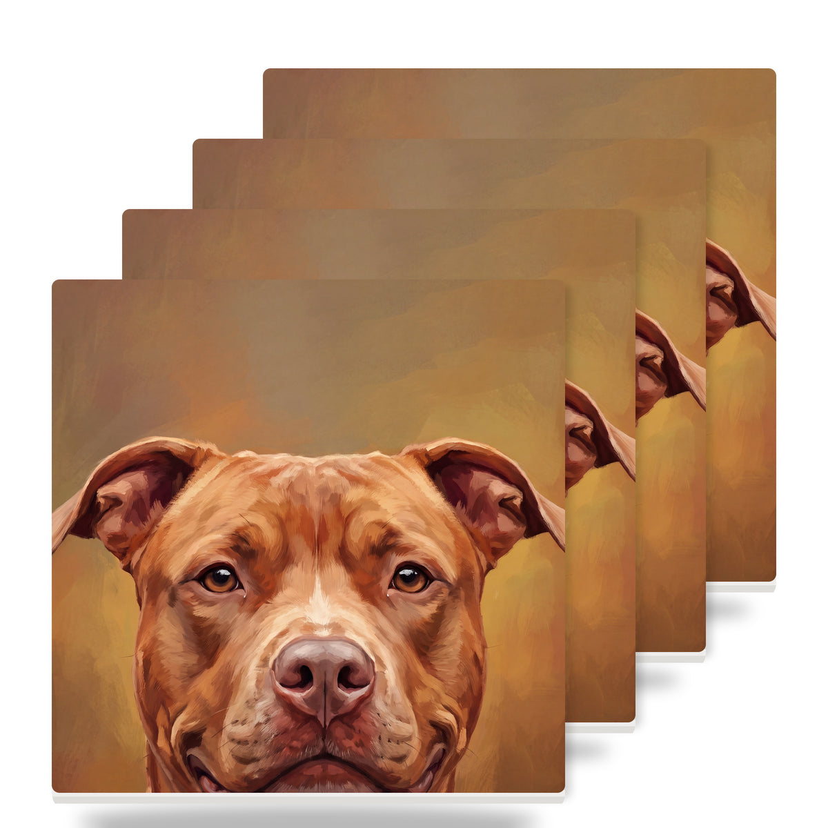 Pit Bull Portrait ceramic coasters set of 4