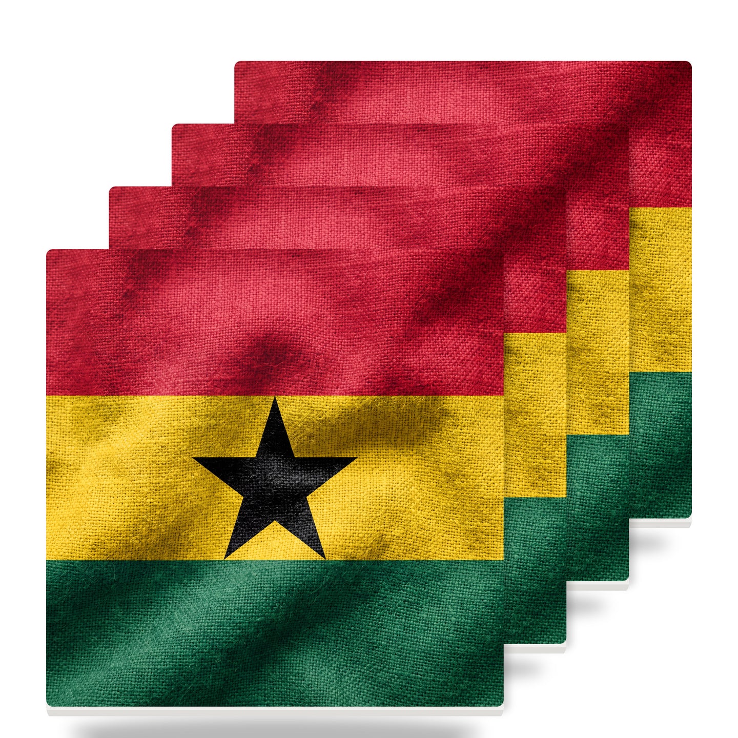 Ghana Flag Pride ceramic coasters set of 4