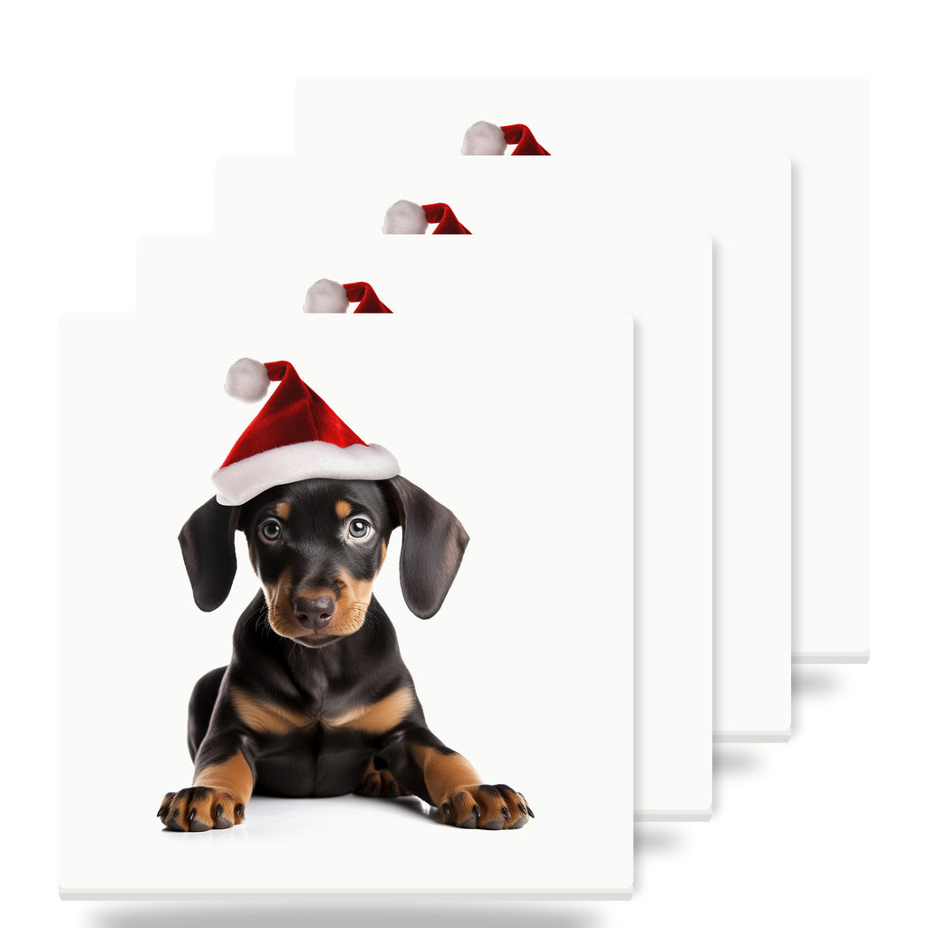Doberman Pinscher Puppy ceramic coasters set of 4