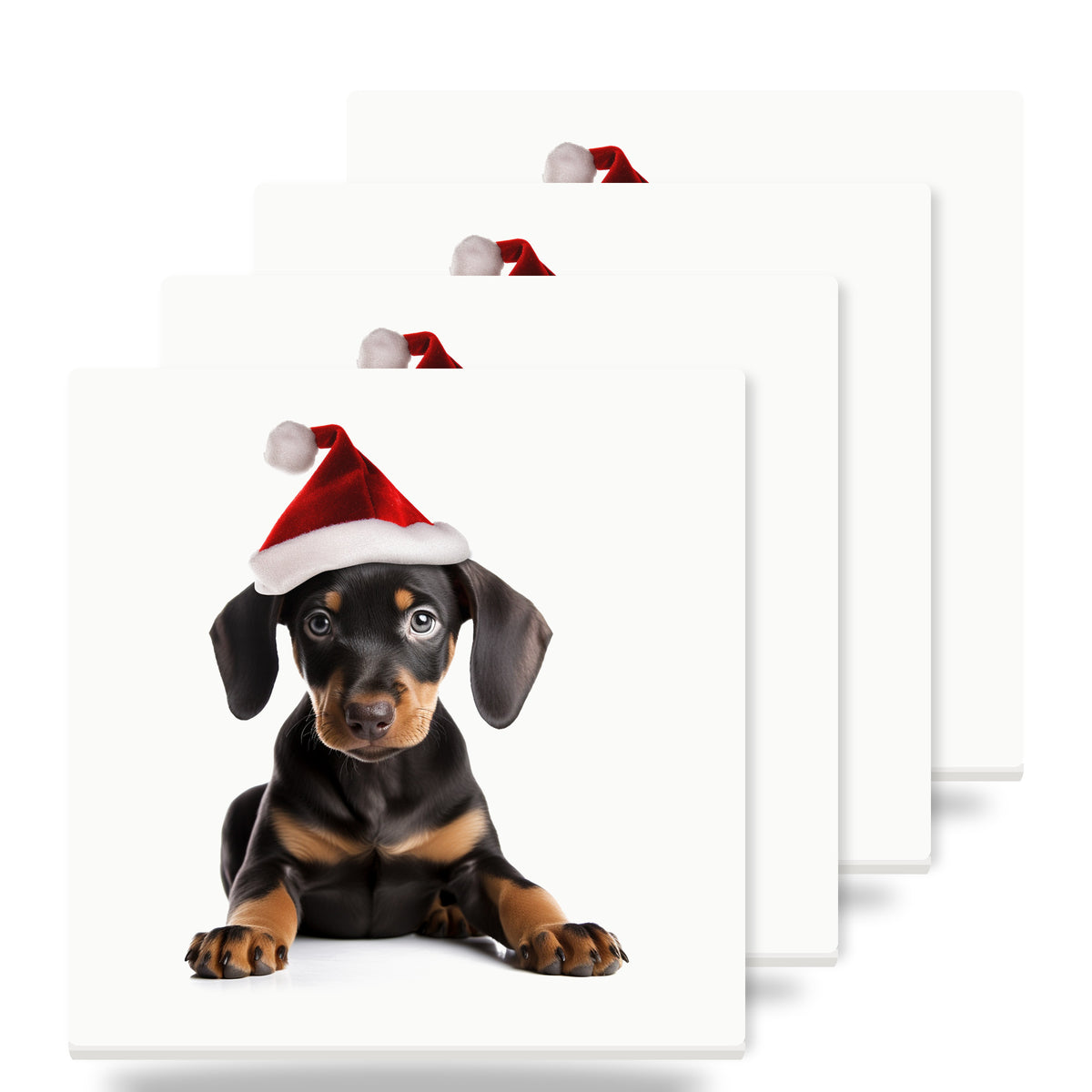 Doberman Pinscher Puppy ceramic coasters set of 4