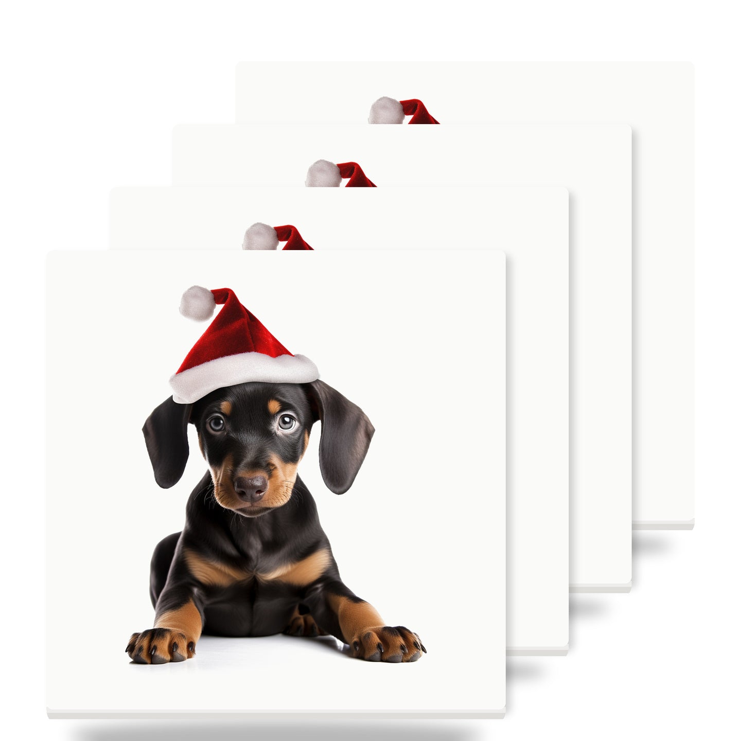 Doberman Pinscher Puppy ceramic coasters set of 4