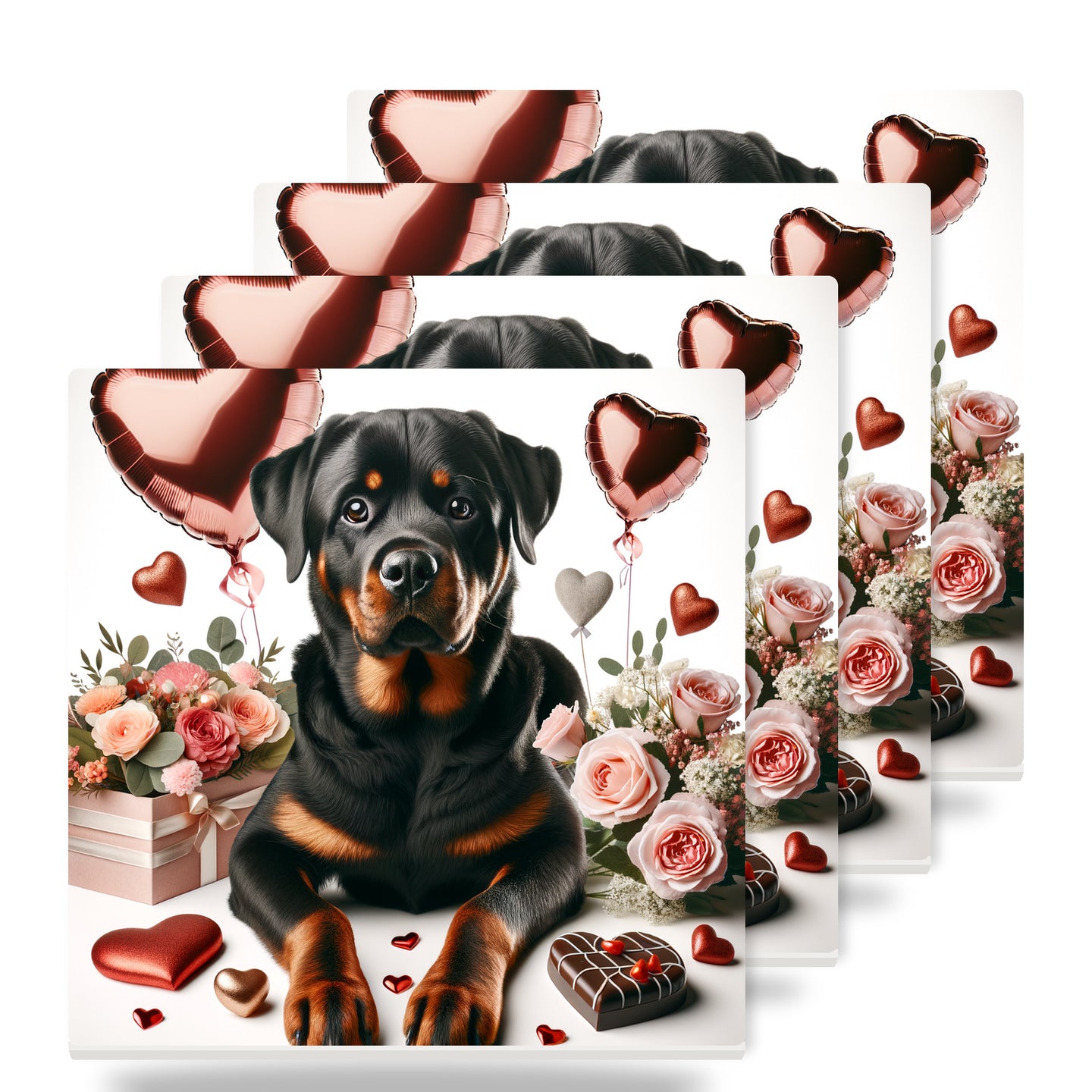 Rottweiler ceramic coasters set of 4