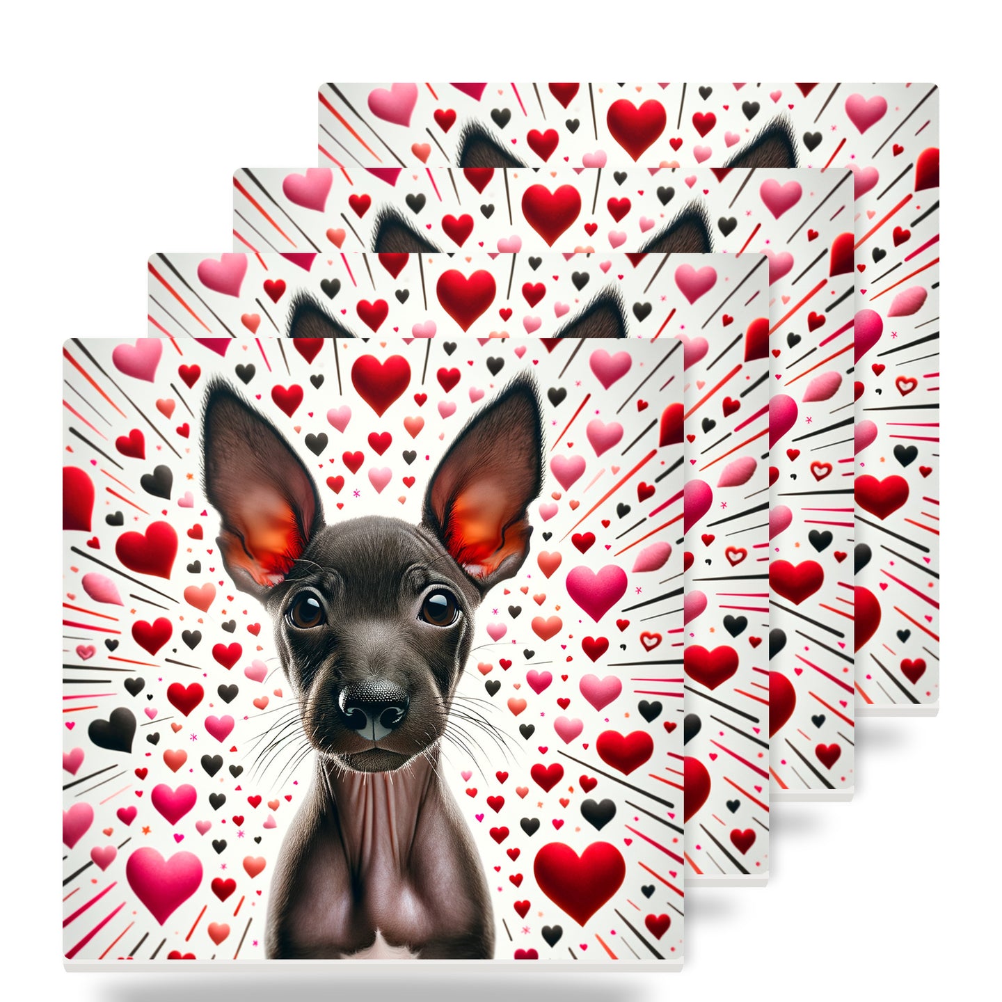 Xoloitzcuintli ceramic coasters set of 4