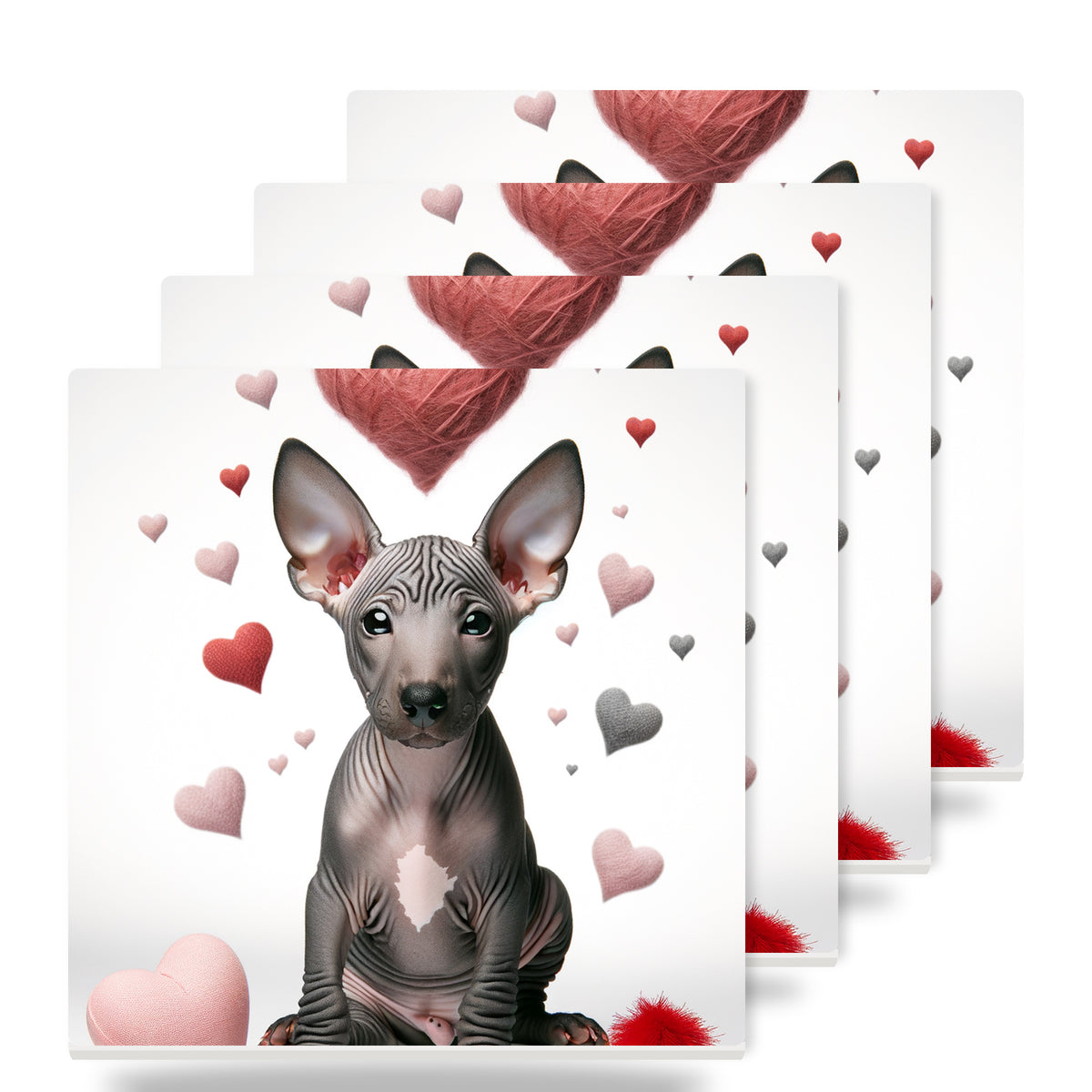 Xoloitzcuintli ceramic coasters set of 4