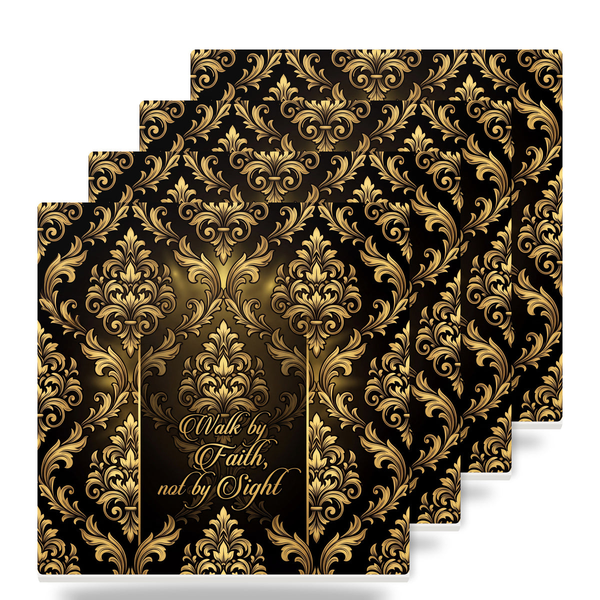 Walk By Faith ceramic coasters set of 4