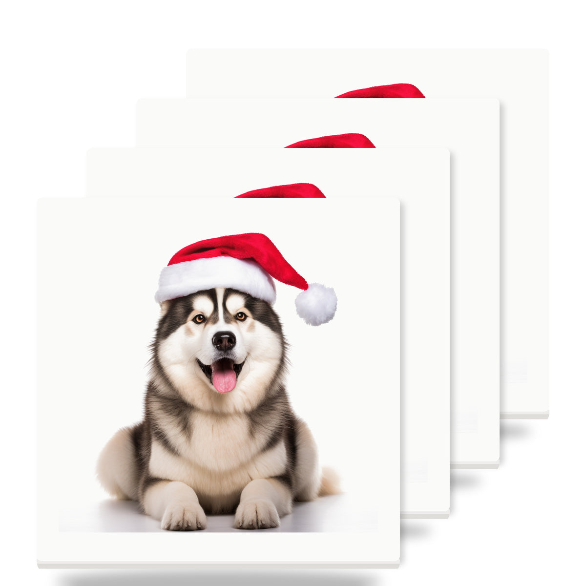 Alaskan Malamute ceramic coasters set of 4