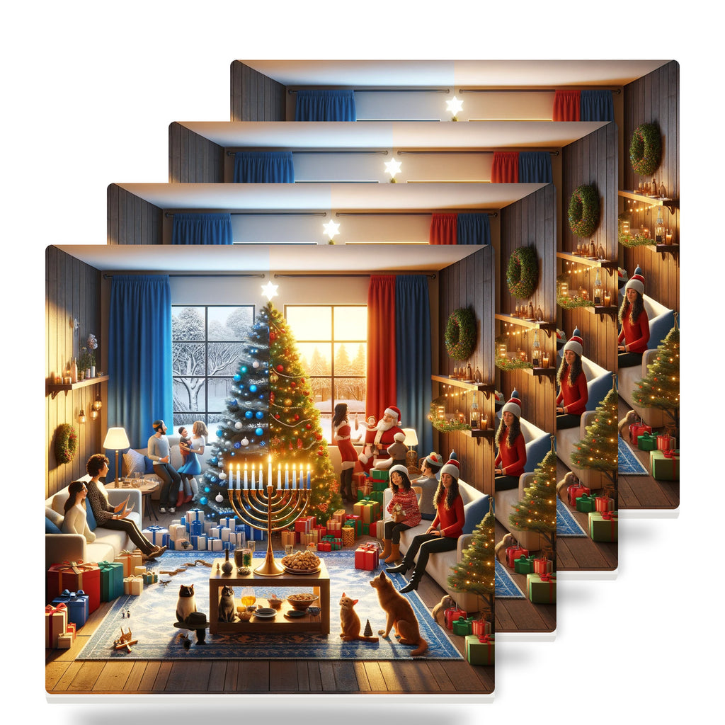 Holiday Harmony Gathering ceramic coasters set of 4