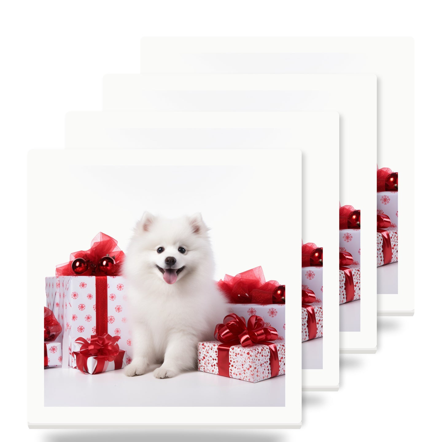 American Eskimo Dog Puppy ceramic coasters set of 4