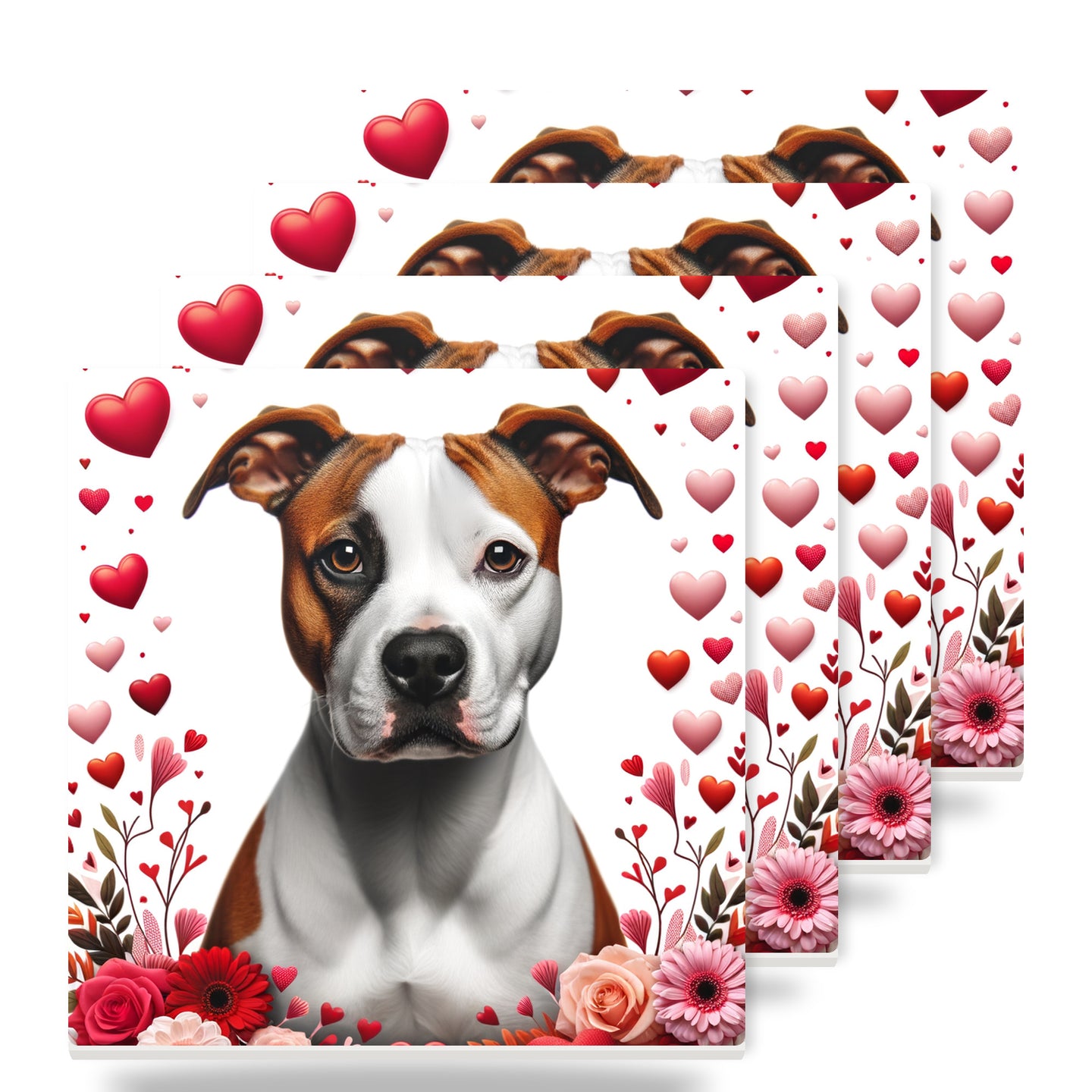 American Staffordshire Terrier ceramic coasters set of 4