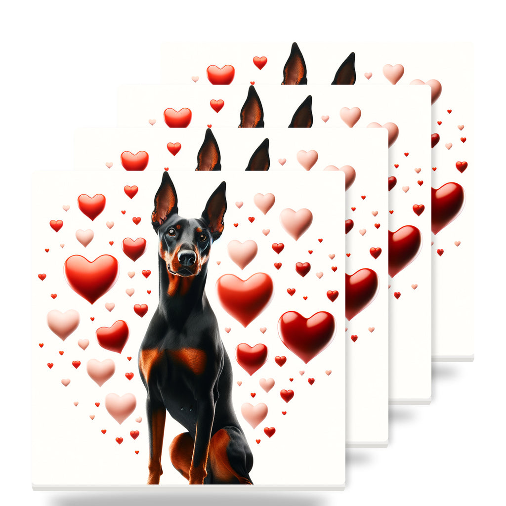 Doberman Pinscher ceramic coasters set of 4
