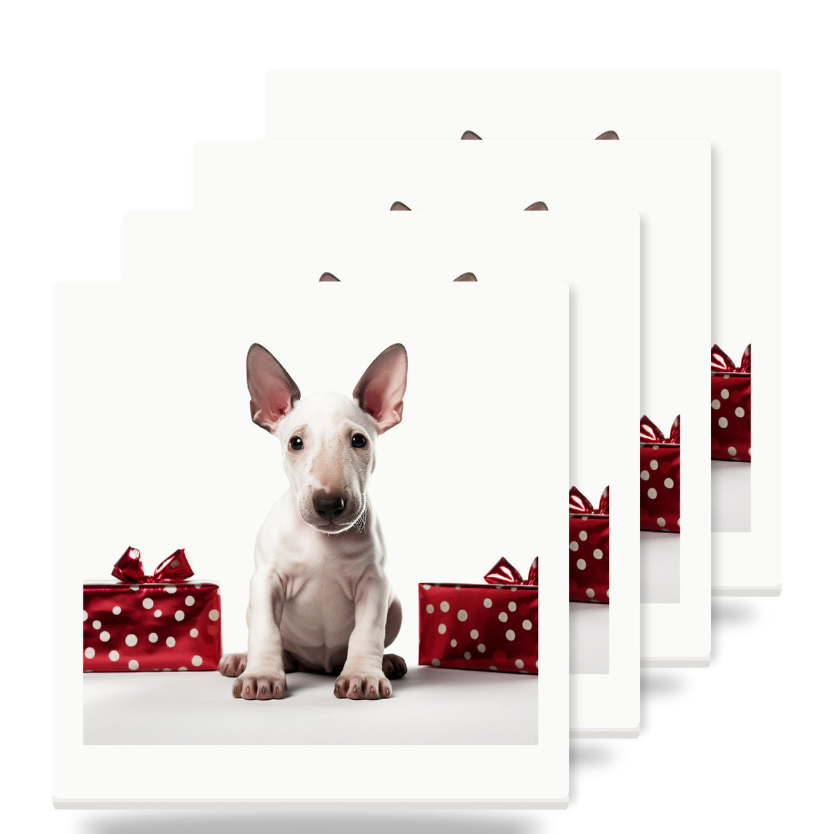 Miniature Bull Terrier Puppy ceramic coasters set of 4
