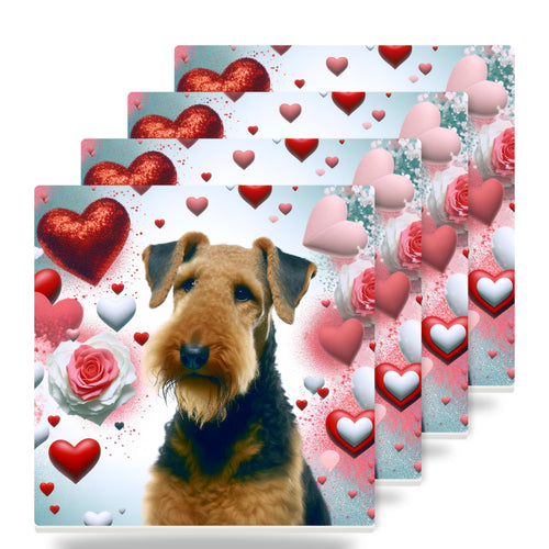 Airedale Terrier ceramic coasters set of 4