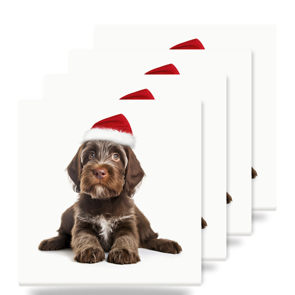 Wirehaired Pointing Griffon Puppy ceramic coasters set of 4