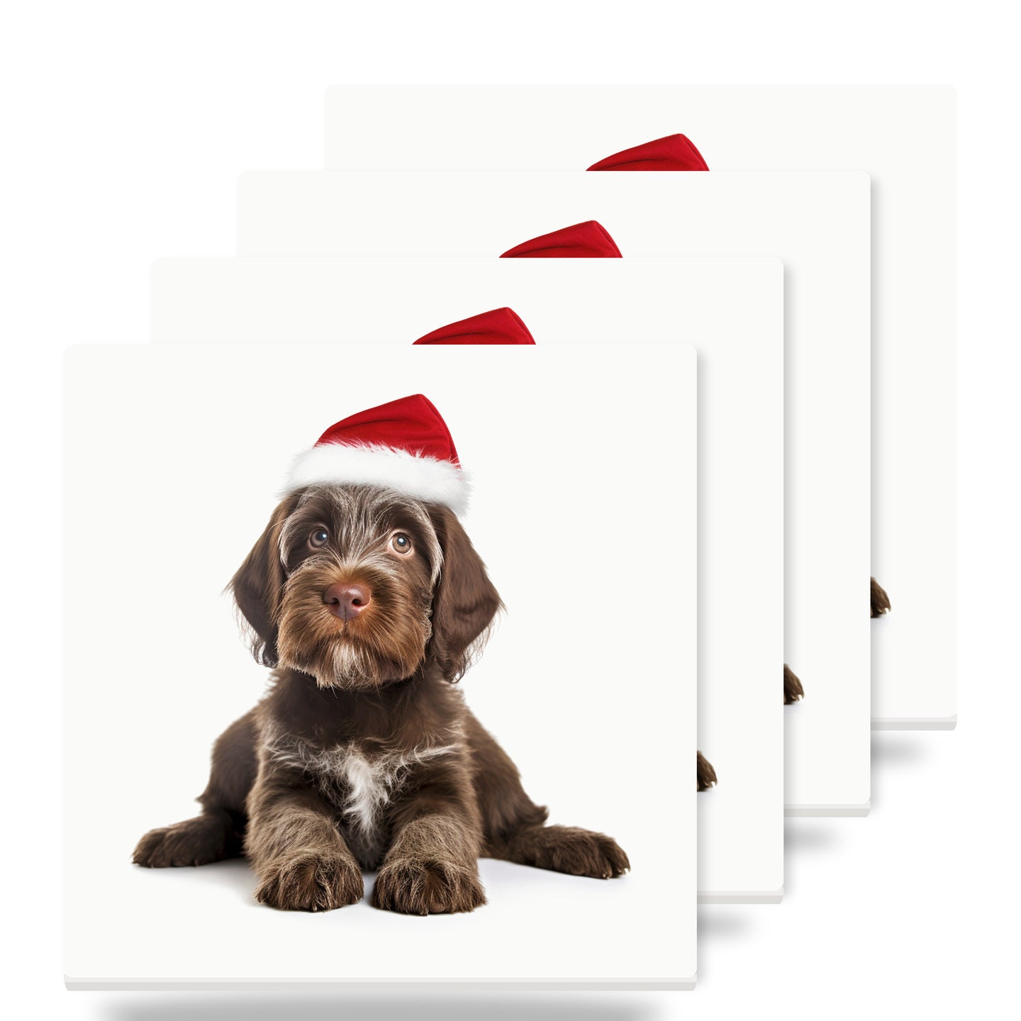 Wirehaired Pointing Griffon Puppy ceramic coasters set of 4