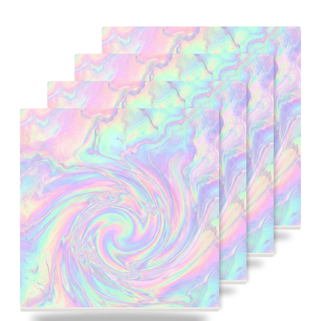 Holographic Iridescent ceramic coasters set of 4