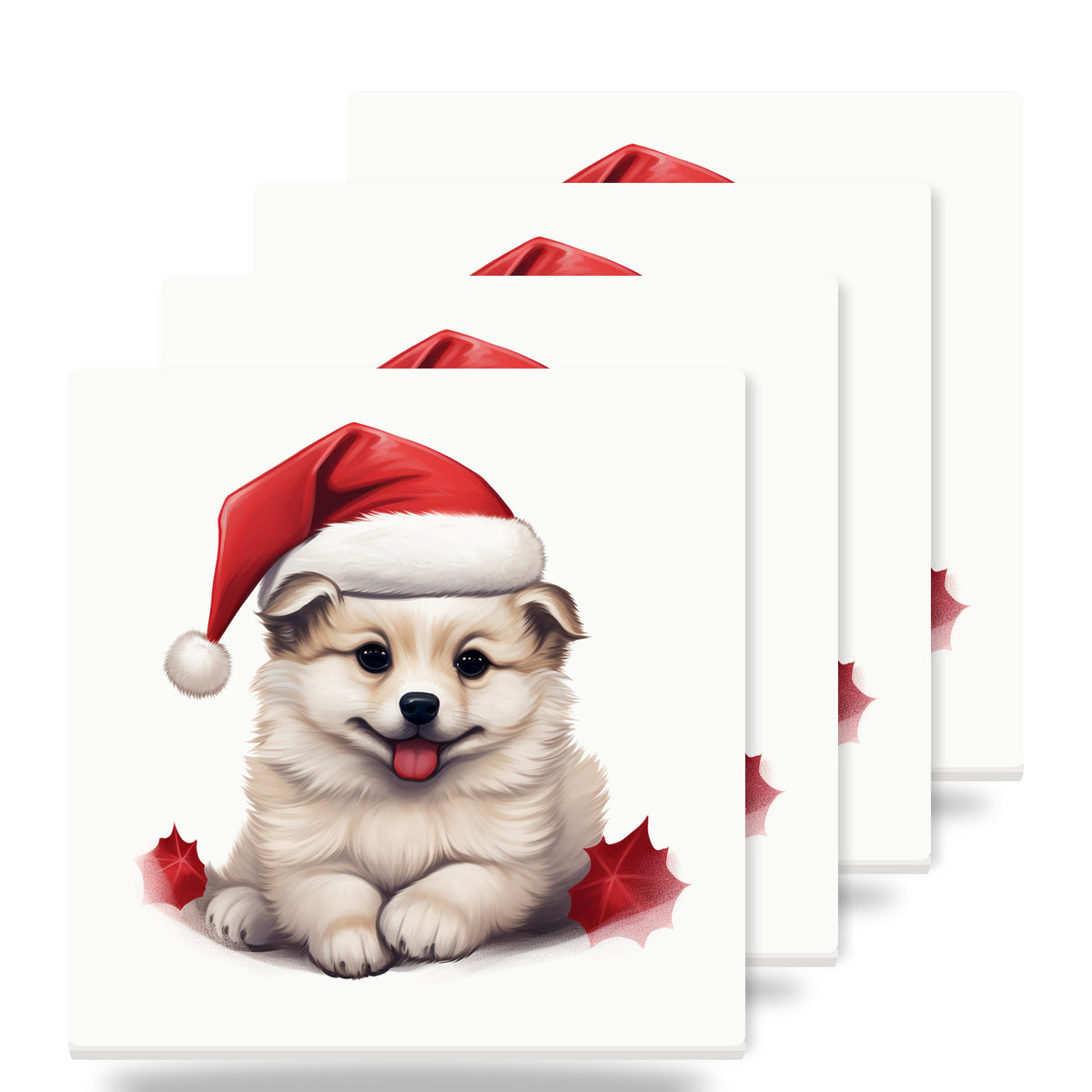Komondorok Puppy Drawing ceramic coasters set of 4