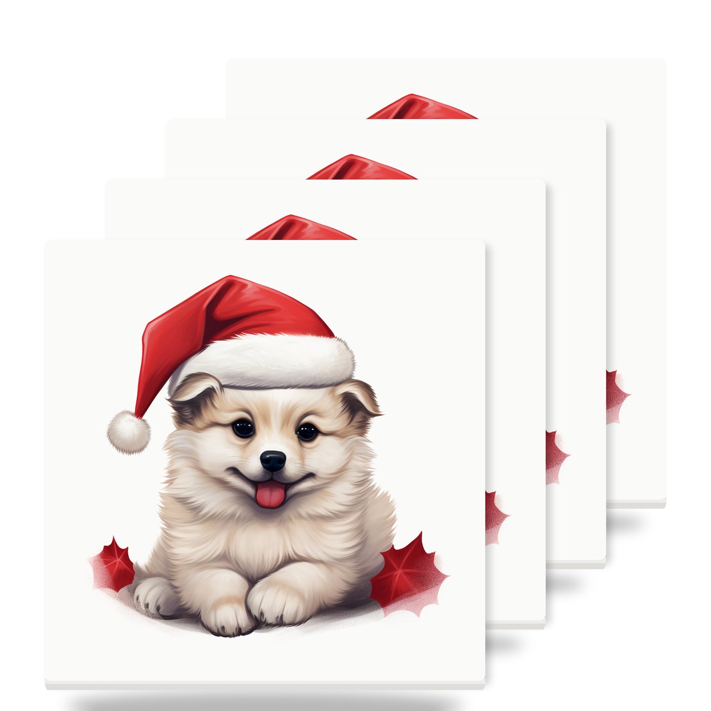 Komondorok Puppy Drawing ceramic coasters set of 4