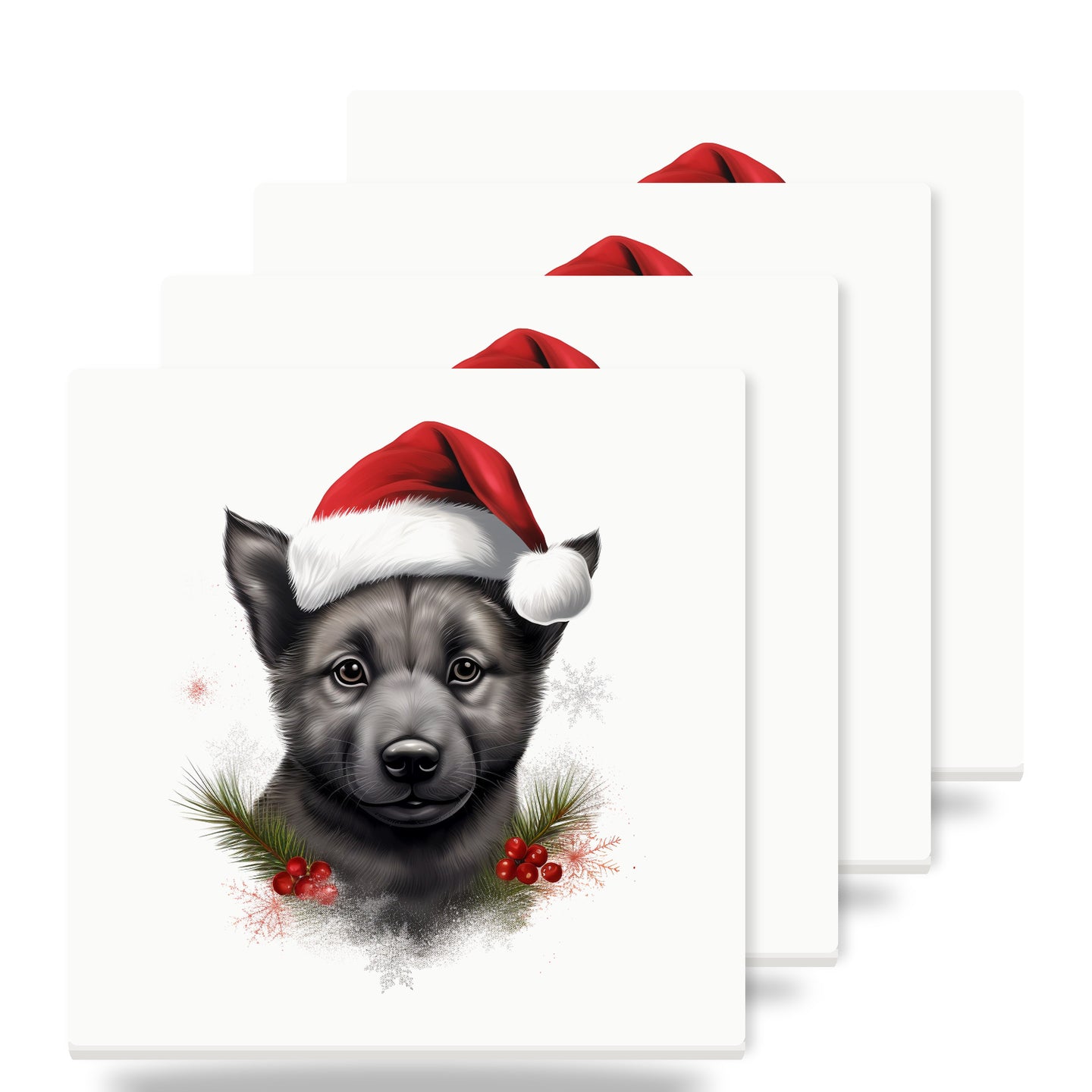 Norwegian Elkhound Puppy Drawing ceramic coasters set of 4