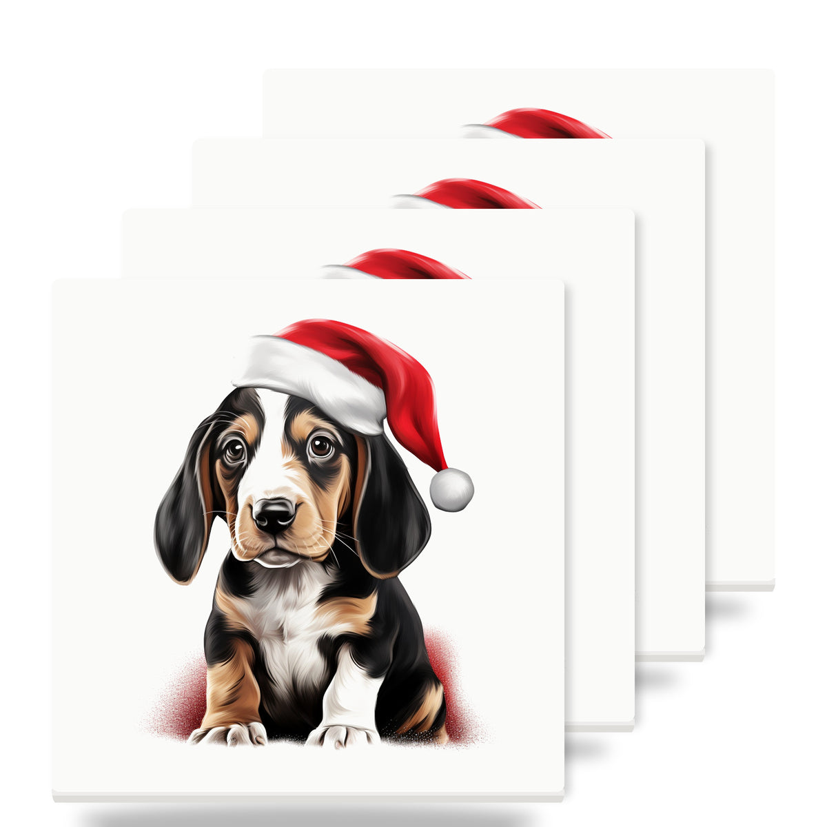 Treeing Walker Coonhound Puppy Drawing ceramic coasters set of 4