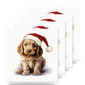 Cocker Spaniel Puppy Drawing Design ceramic coasters set of 4