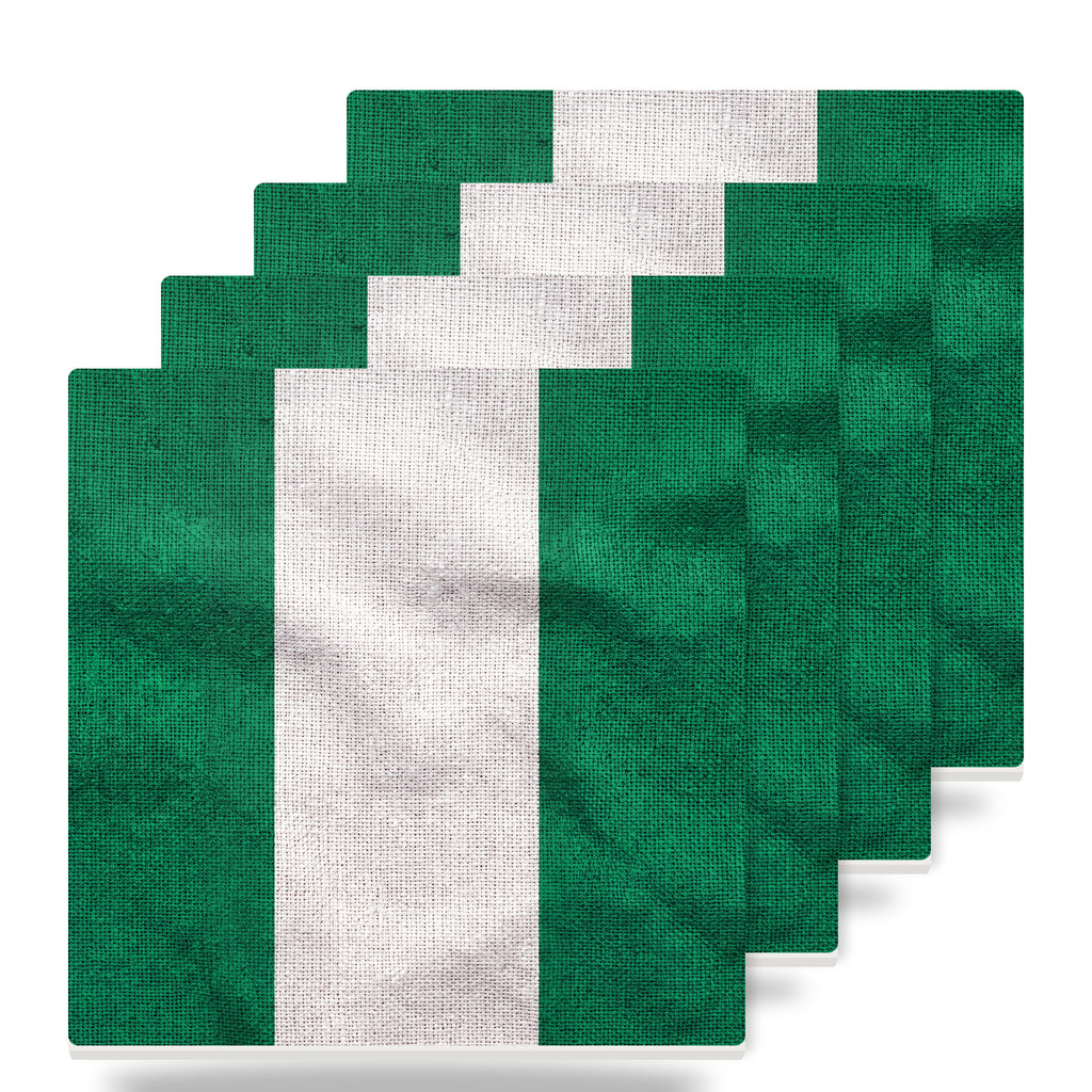 Nigeria Flag Pride ceramic coasters set of 4
