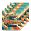 Retro Camper Van ceramic coasters set of 4