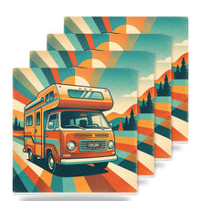 Retro Camper Van ceramic coasters set of 4