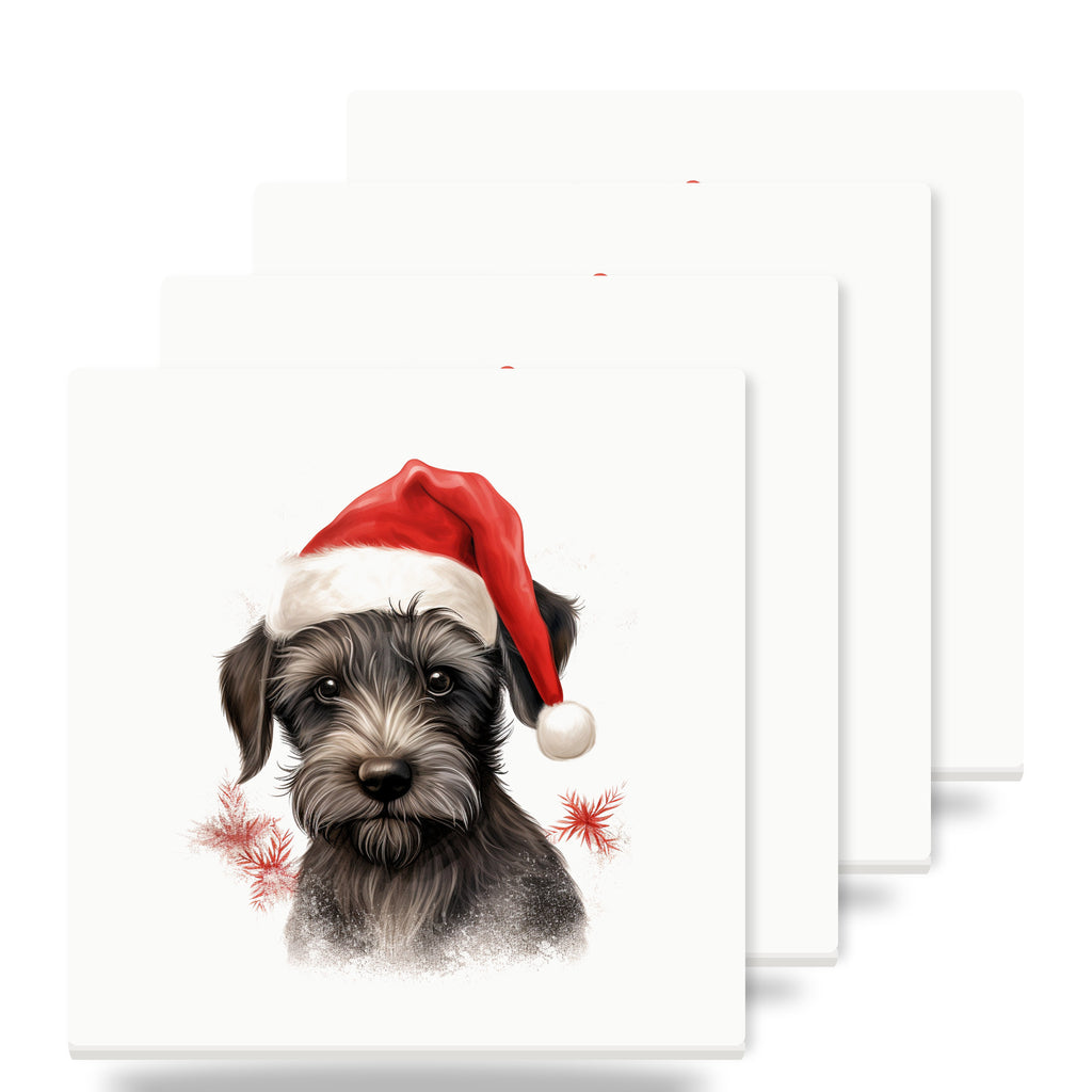 Cesky Terrier Puppy Drawing ceramic coasters set of 4