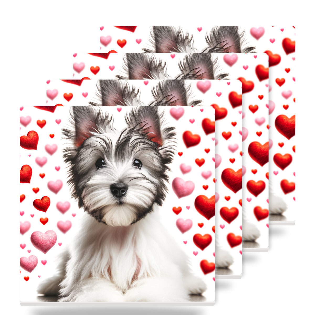 Biewer Terrier ceramic coasters set of 4