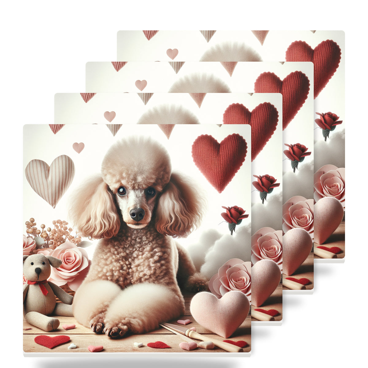 Poodle ceramic coasters set of 4