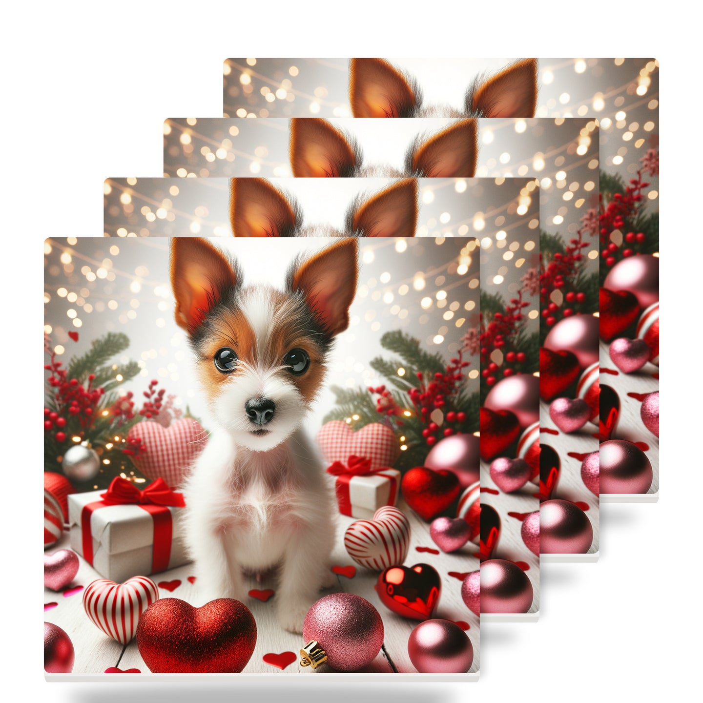 Russell Terrier ceramic coasters set of 4